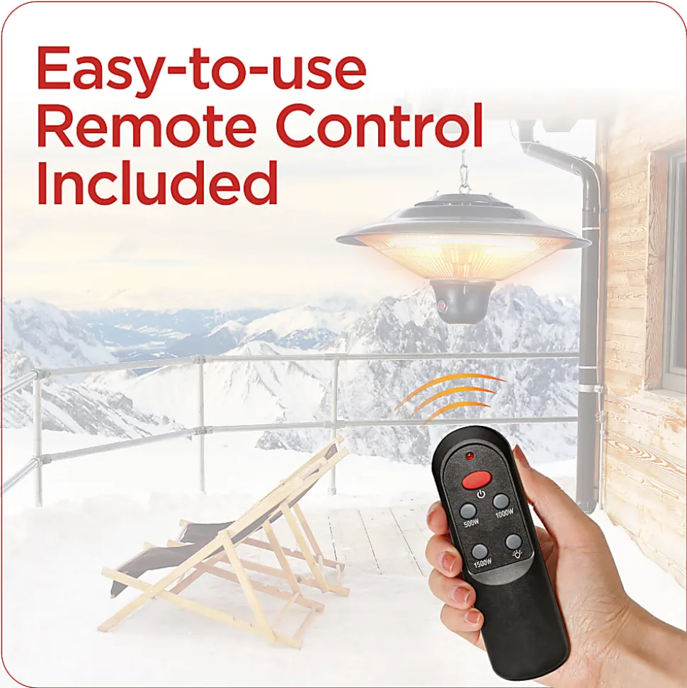 Black+Decker 1500-Watt Outdoor Ceiling-Mounted Electric Patio Heater, 56 Sq. Ft. Coverage, Black