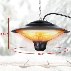 Black+Decker 1500-Watt Outdoor Ceiling-Mounted Electric Patio Heater, 56 Sq. Ft. Coverage, Black