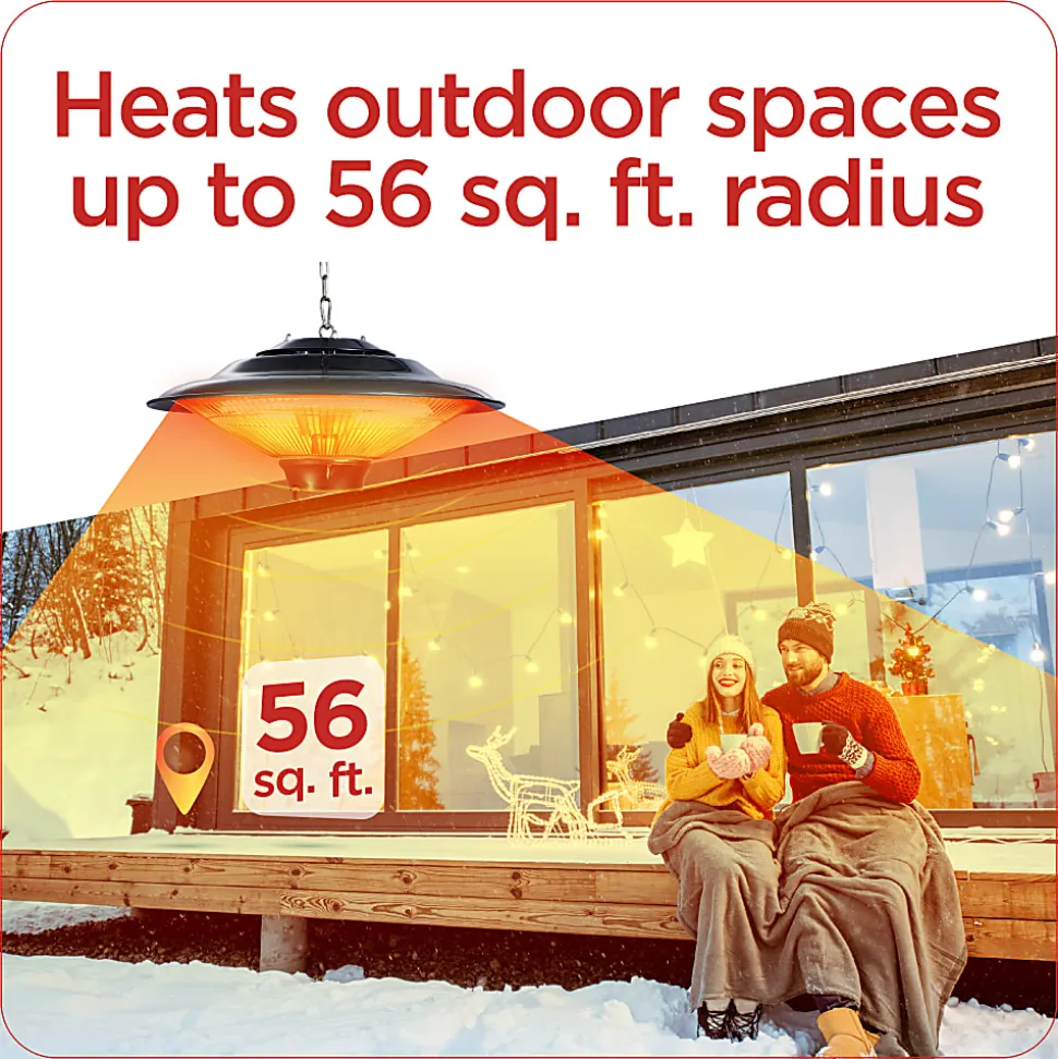 Black+Decker 1500-Watt Outdoor Ceiling-Mounted Electric Patio Heater, 56 Sq. Ft. Coverage, Black