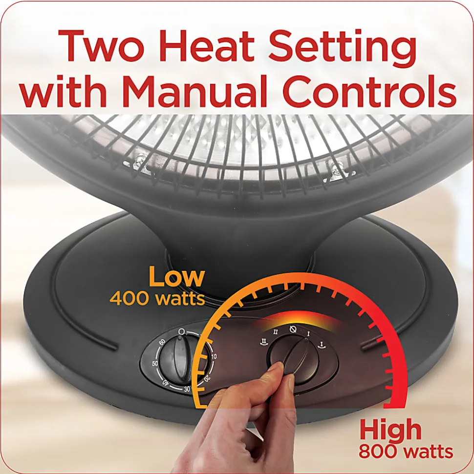 Black+Decker 800-Watt Radiant Dish Portable Heater, For Rooms Up To 161 Sq. Ft., Black
