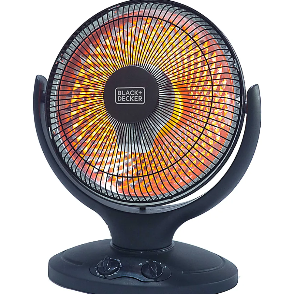 Black+Decker 800-Watt Radiant Dish Portable Heater, For Rooms Up To 161 Sq. Ft., Black