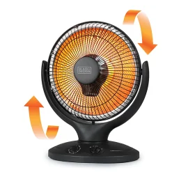Black+Decker 800-Watt Radiant Dish Portable Heater, For Rooms Up To 161 Sq. Ft., Black