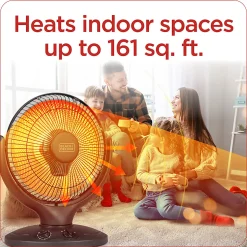 Black+Decker 800-Watt Radiant Dish Portable Heater, For Rooms Up To 161 Sq. Ft., Black