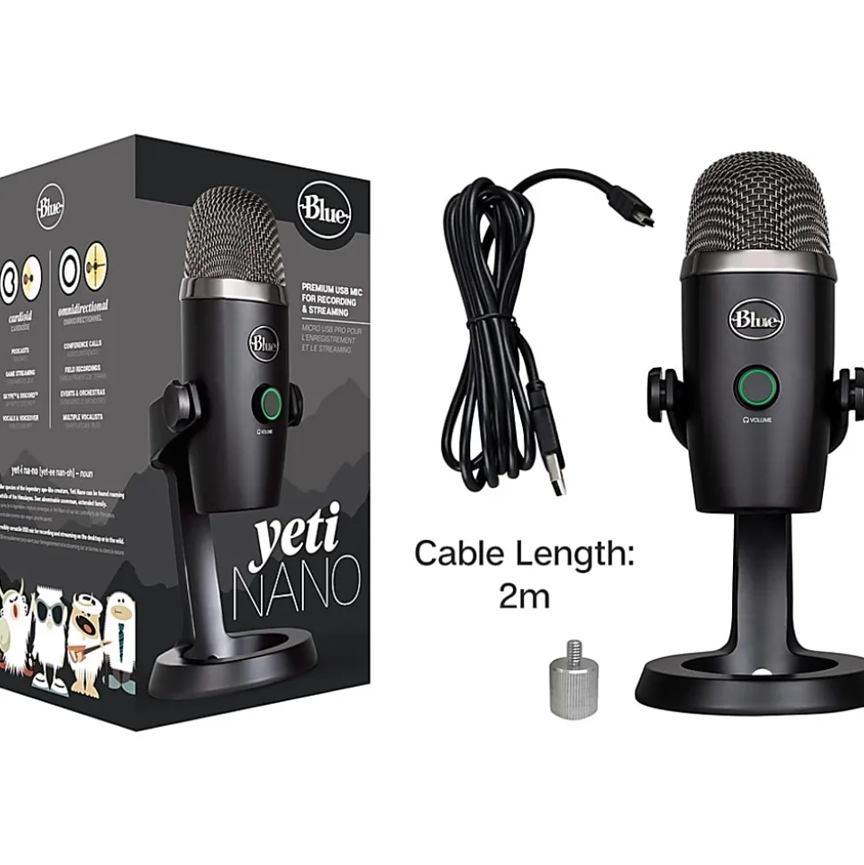 Blackmore Blue Yeti Nano Wired Condenser Microphone 20 Hz to 20 kHz Cardioid, Omni directional Desktop, Stand Mountable USB