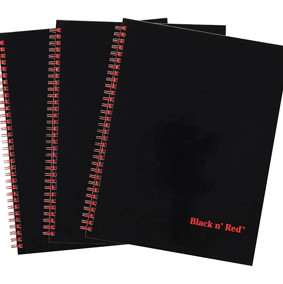 Black n' Red Hardcover Twinwire Business Notebooks, 12" x 8 1/2", Black/Red, 70 Sheets, Pack Of 3
