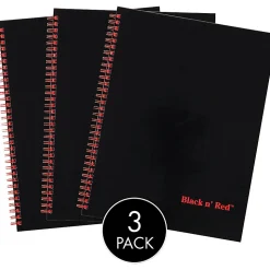 Black n' Red Hardcover Twinwire Business Notebooks, 12" x 8 1/2", Black/Red, 70 Sheets, Pack Of 3