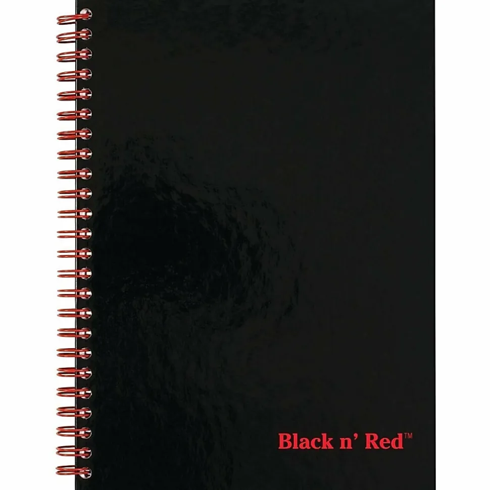 Black n' Red™ Notebook/Journal, 8 1/4" x 5 7/8", Black/Red, 70 Sheets