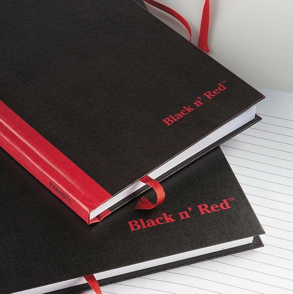 Black n' Red™ Notebook/Journal, 8 1/4" x 5 7/8", 192 Pages (96 Sheets), Black/Red (E66857)