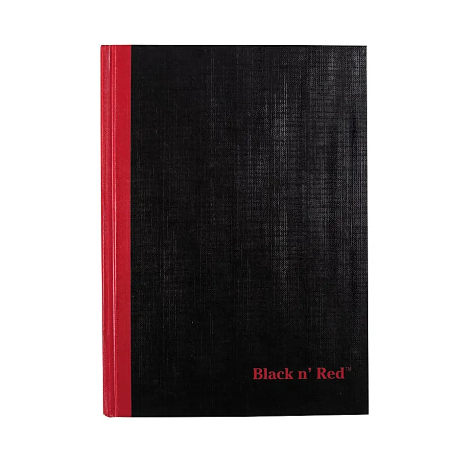 Black n' Red™ Notebook/Journal, 8 1/4" x 5 7/8", 192 Pages (96 Sheets), Black/Red (E66857)