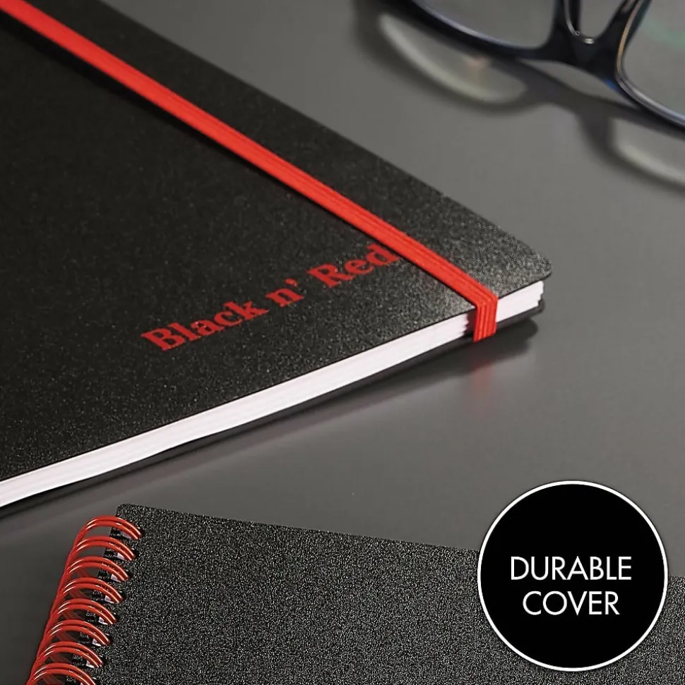 Black n' Red™ Poly Notebook/Journal, 8 1/4" x 5 7/8", Black/Red, 70 Pages (35 Sheets), (C67009)
