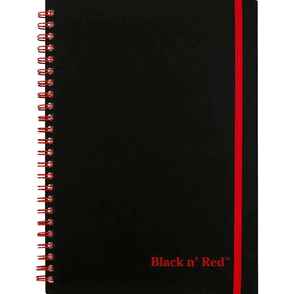 Black n' Red™ Poly Notebook/Journal, 8 1/4" x 5 7/8", Black/Red, 70 Pages (35 Sheets), (C67009)