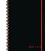 Black n' Red™ Twinwire Soft Cover Business Notebook, 11 3/4" x 8 1/4", Ruled, 70 Pages (35 Sheets), Black/Red (E67008)
