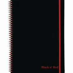 Black n' Red⢠Twinwire Soft Cover Business Notebook, 11 3/4" x 8 1/4", Ruled, 70 Pages (35 Sheets), Black/Red (E67008)