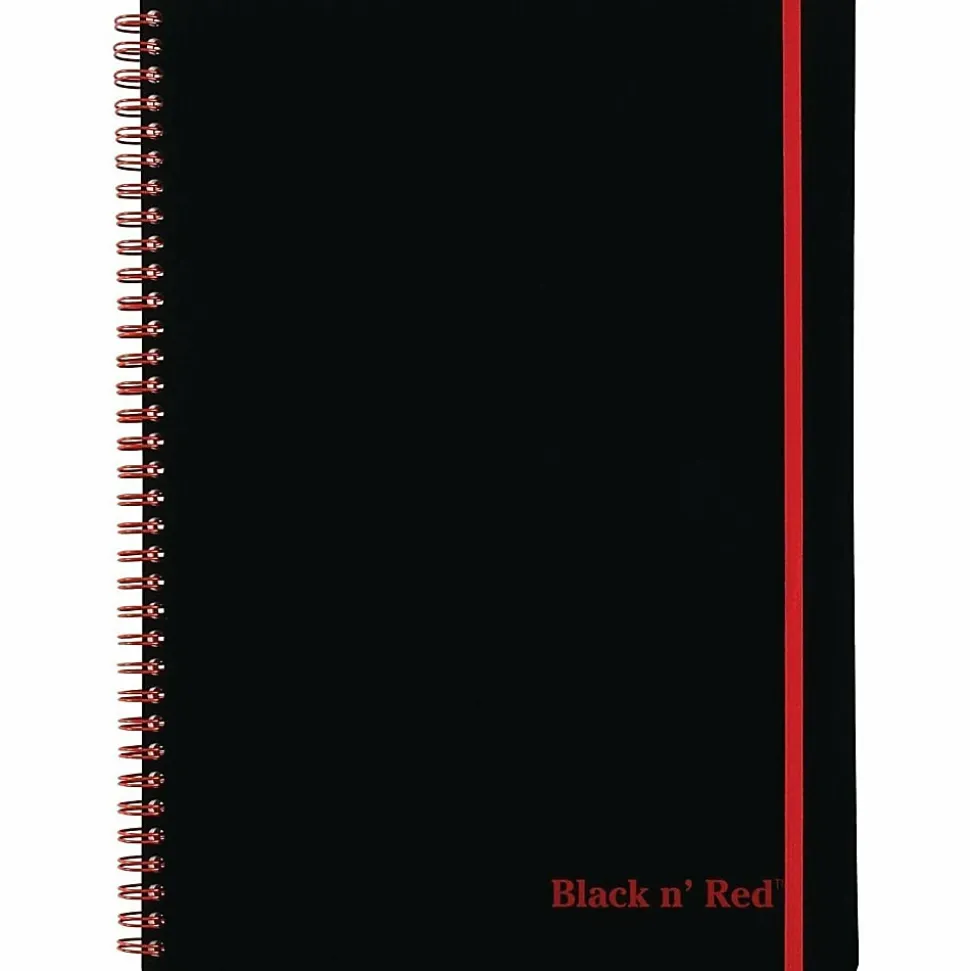 Black n' Red™ Twinwire Soft Cover Business Notebook, 11 3/4" x 8 1/4", Ruled, 70 Pages (35 Sheets), Black/Red (E67008)