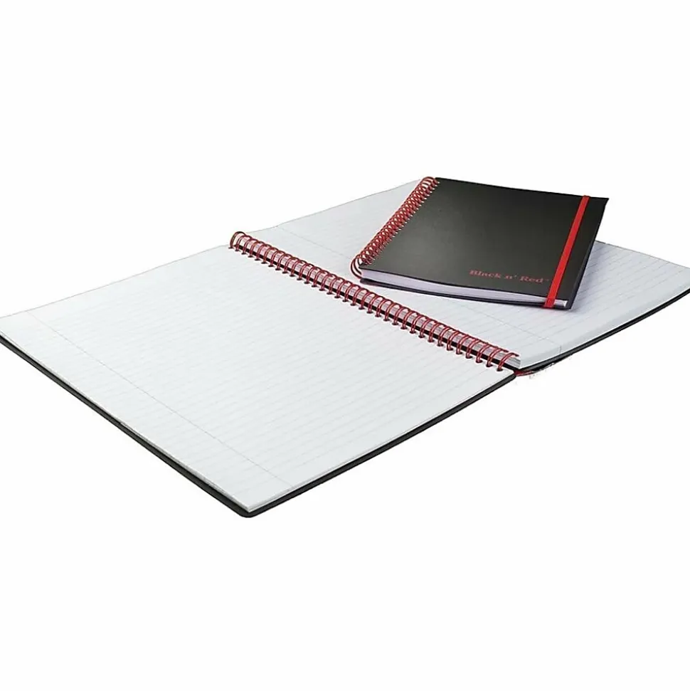 Black n' Red™ Twinwire Soft Cover Business Notebook, 11 3/4" x 8 1/4", Ruled, 70 Pages (35 Sheets), Black/Red (E67008)