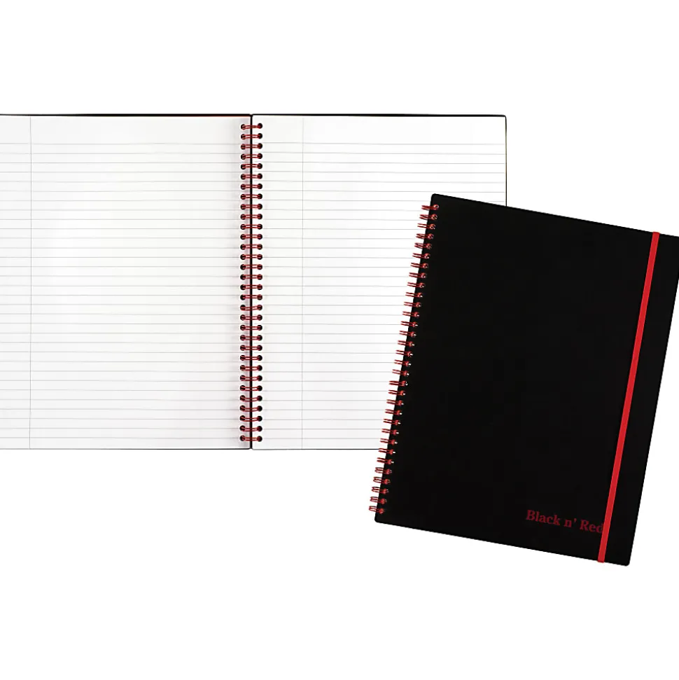 Black n' Red™ Wirebound Notebook, 8 1/2" x 11", 1 Subject, College Ruled, 70 Sheets, Black/Red