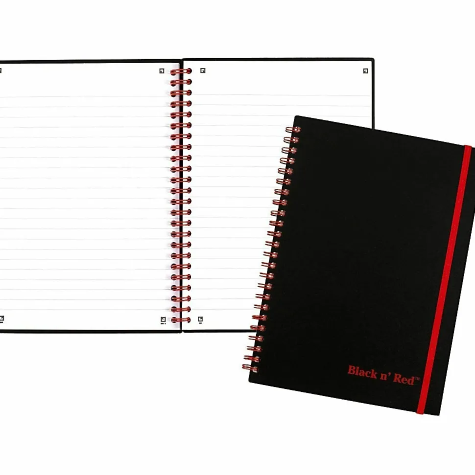 Black n' Red™ Wirebound Notebook, 8 1/2" x 11", 1 Subject, College Ruled, 70 Sheets, Black/Red