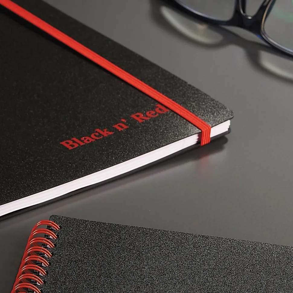 Black n' Red™ Wirebound Notebook, 8 1/2" x 11", 1 Subject, College Ruled, 70 Sheets, Black/Red