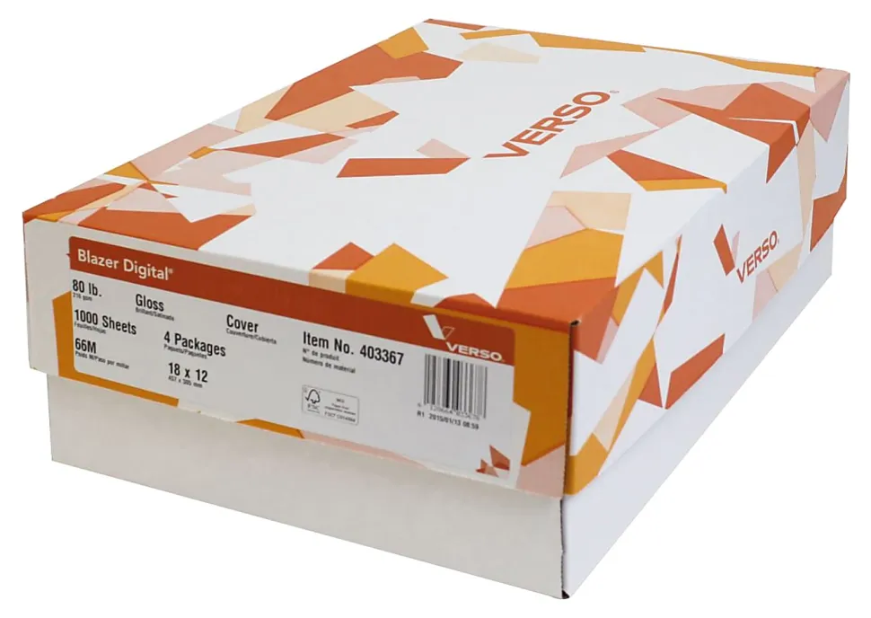 Blazer Glossy Digital Printing Paper, Text, 2 Reams, Tabloid Extra Size (18" x 12"), 92 (U.S.) Brightness, 100 Lb, 500 Sheets Per Ream