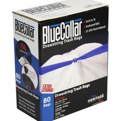 BlueCollar 13-gallon Drawstring Trash Bags - 13 gal Capacity - 24"x 28"x0.80 mil (20 Micron) Thickness - N4828EWRC1CT, 480-Pack