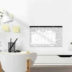 2026 Blueline® DoodlePlan™ Monthly Desk Pad Coloring Calendar, 17-3/4” x 10-7/8”, Motif, January To December, C2917001