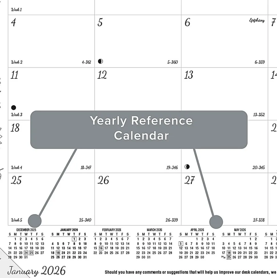 2026 Blueline® DoodlePlan™ Monthly Desk Pad Coloring Calendar, 17-3/4” x 10-7/8”, Motif, January To December, C2917001