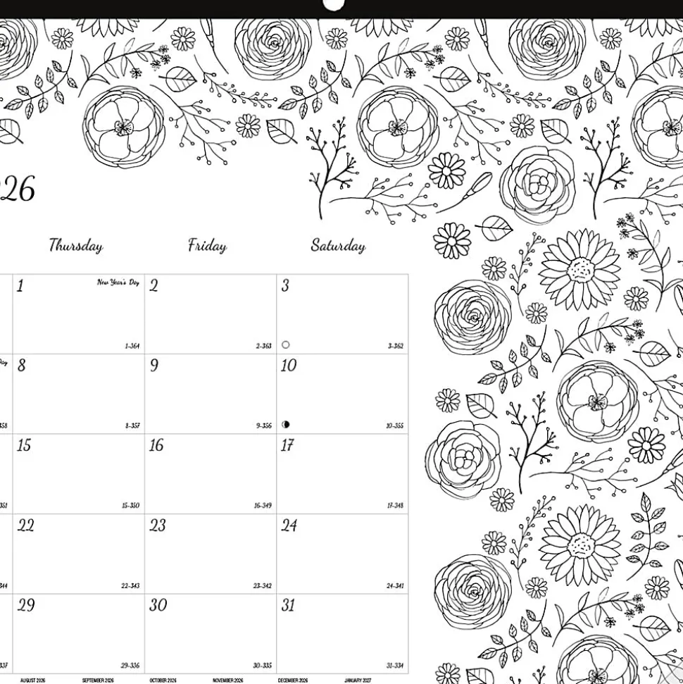 2026 Blueline® DoodlePlan™ Monthly Desk Pad Coloring Calendar, 17-3/4” x 10-7/8”, Motif, January To December, C2917001
