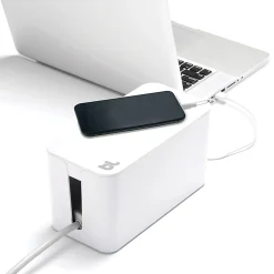 Bluelounge® 9.25" L x 4.5" W x 4.875" H CableBox Mini Cable Organizer, White, BLUCBM-WH-US
