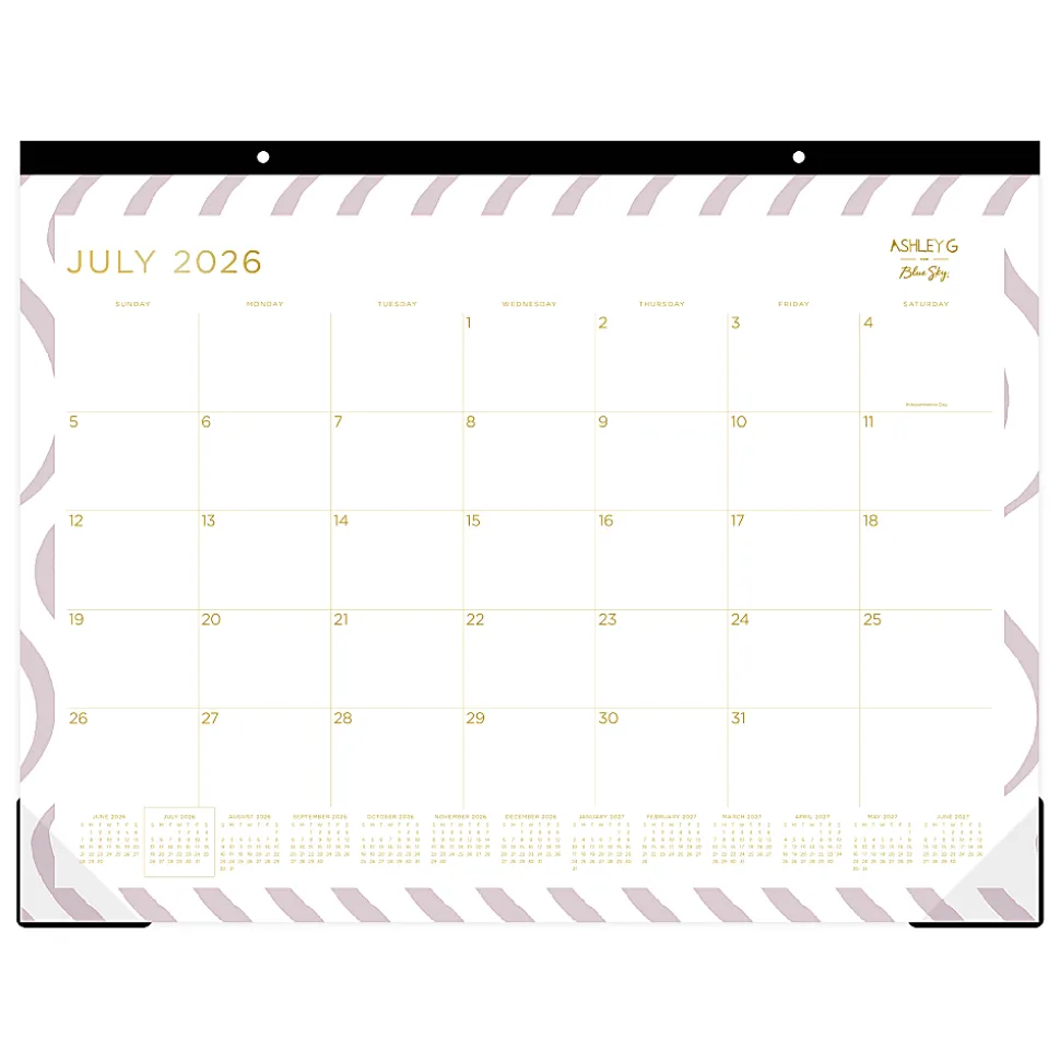 2026–2027 Blue Sky, Ashley G, Squiggle Stripe, Monthly Desk Pad Planning Calendar, 22 x 17, Academic Year, 158372