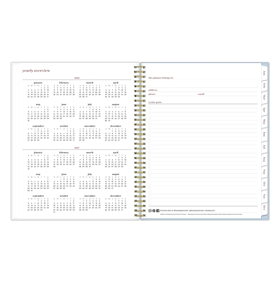 2026 Blue Sky Belinda Selene Weekly/Monthly Planner, 8-1/2” x 11", Kerry Blue, January To December, 155746