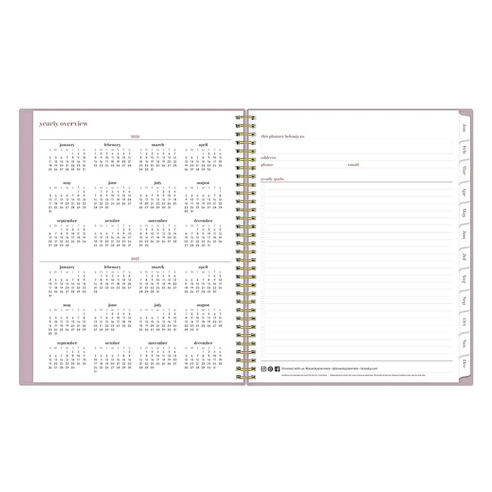 2026 Blue Sky Belinda Selene Weekly/Monthly Planner, 8-1/2” x 11”, Light Purple, January To December, 155742