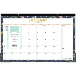 2026 Blue Sky Day Designer Monthly Desk Pad Planning Calendar, 17" x 11", Fresh Sprigs, January To December, 155648