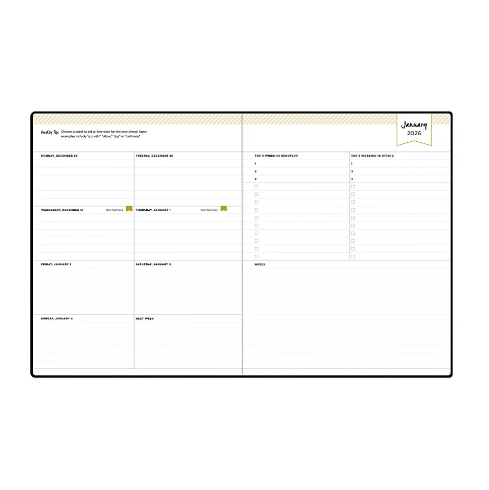 2026 Blue Sky Day Designer Weekly/Monthly Planner, 8” x 10", Navy, January To December, 155618
