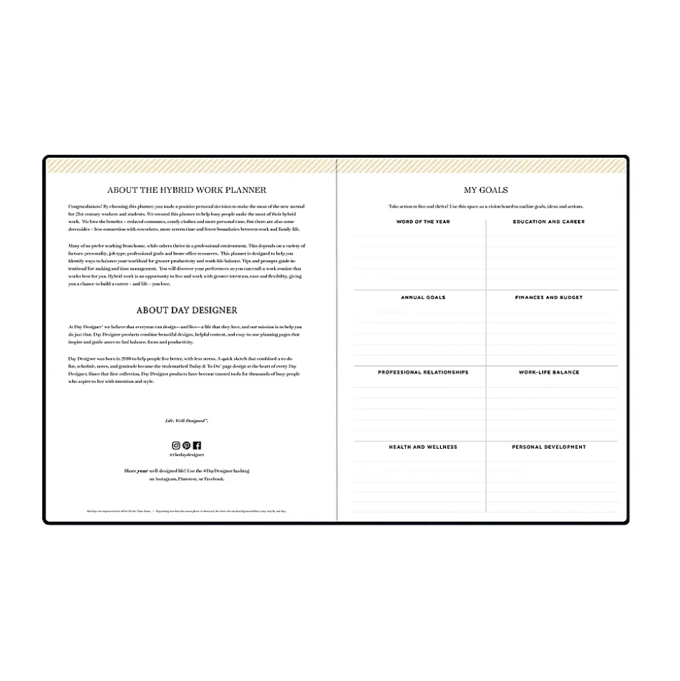 2026 Blue Sky Day Designer Weekly/Monthly Planner, 8” x 10", Navy, January To December, 155618