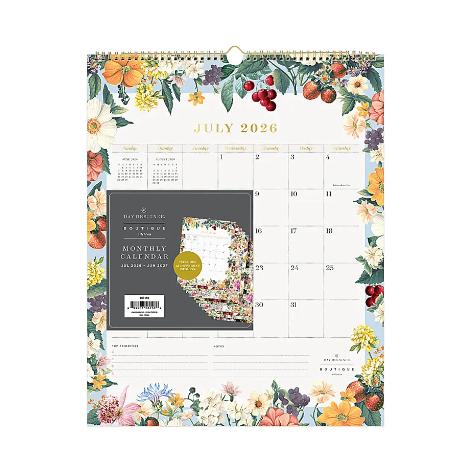 2026–2027 Blue Sky DD Assorted Floral Monthly Wall Calendar, 12 x 15, Assorted Academic Year