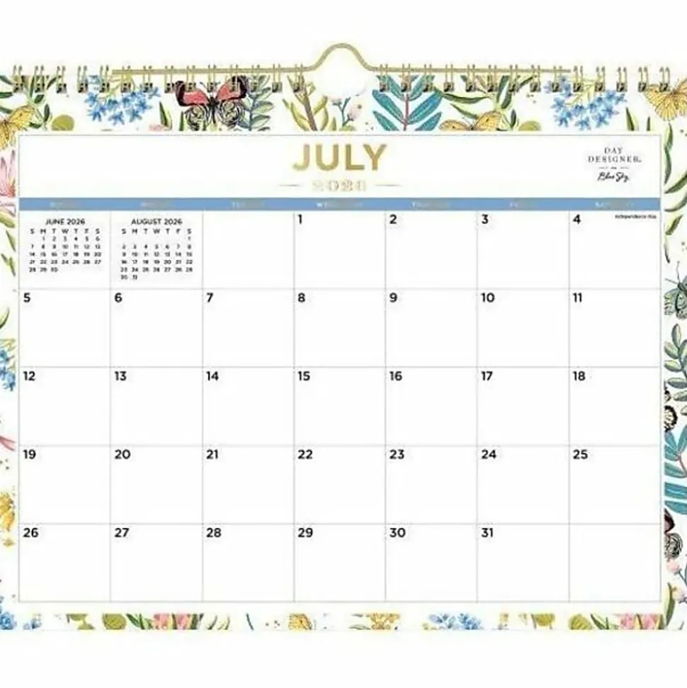2026–2027 Blue Sky DD Flutter Monthly Safety Wirebound Wall Calendar, 11 x 8.75, Flutter, Academic Year, 136694