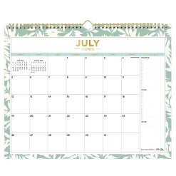2026–2027 Blue Sky DD Scattered Leaves Light Graceful Green Monthly Wall Calendar, 15 x 12, Scattered Leaves Light Graceful Green Academic Year