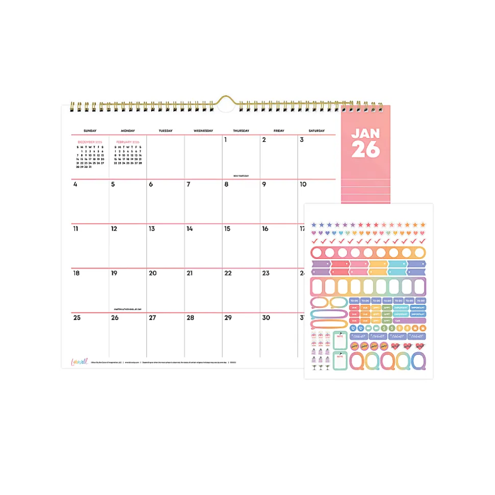 2026 Blue Sky LiveWell™ Monthly Wall Calendar, 15” x 12”, Colors, January To December, 153904