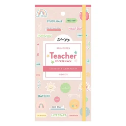 Blue Sky Mini Teacher Sticker Book, Assorted Stickers, 4-1/2" x 9"