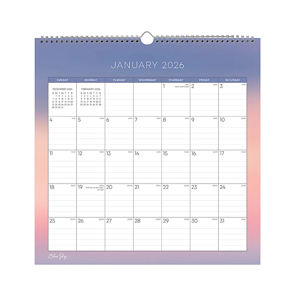 2026 Blue Sky Monthly Wall Calendar, 12” x 12”, Desert Sunset, January To December, 155926