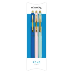 Blue Sky™ Noteworthy Gel Pens, Medium Point, 1.0 mm, Assorted Barrel Colors, Black Ink, Pack Of 3 Pens