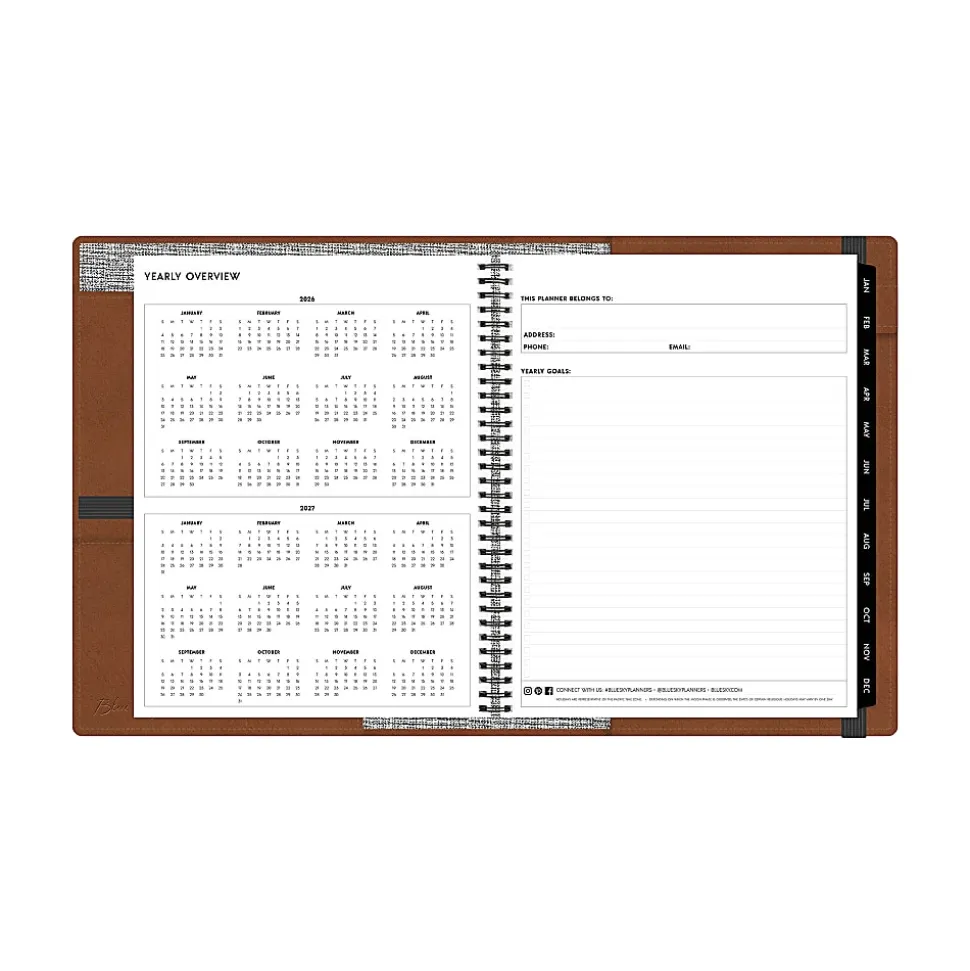 2026 Blue Sky Professional Weekly/Monthly Planner, 8-1/2” x 11”, Tan, January To December, 152945