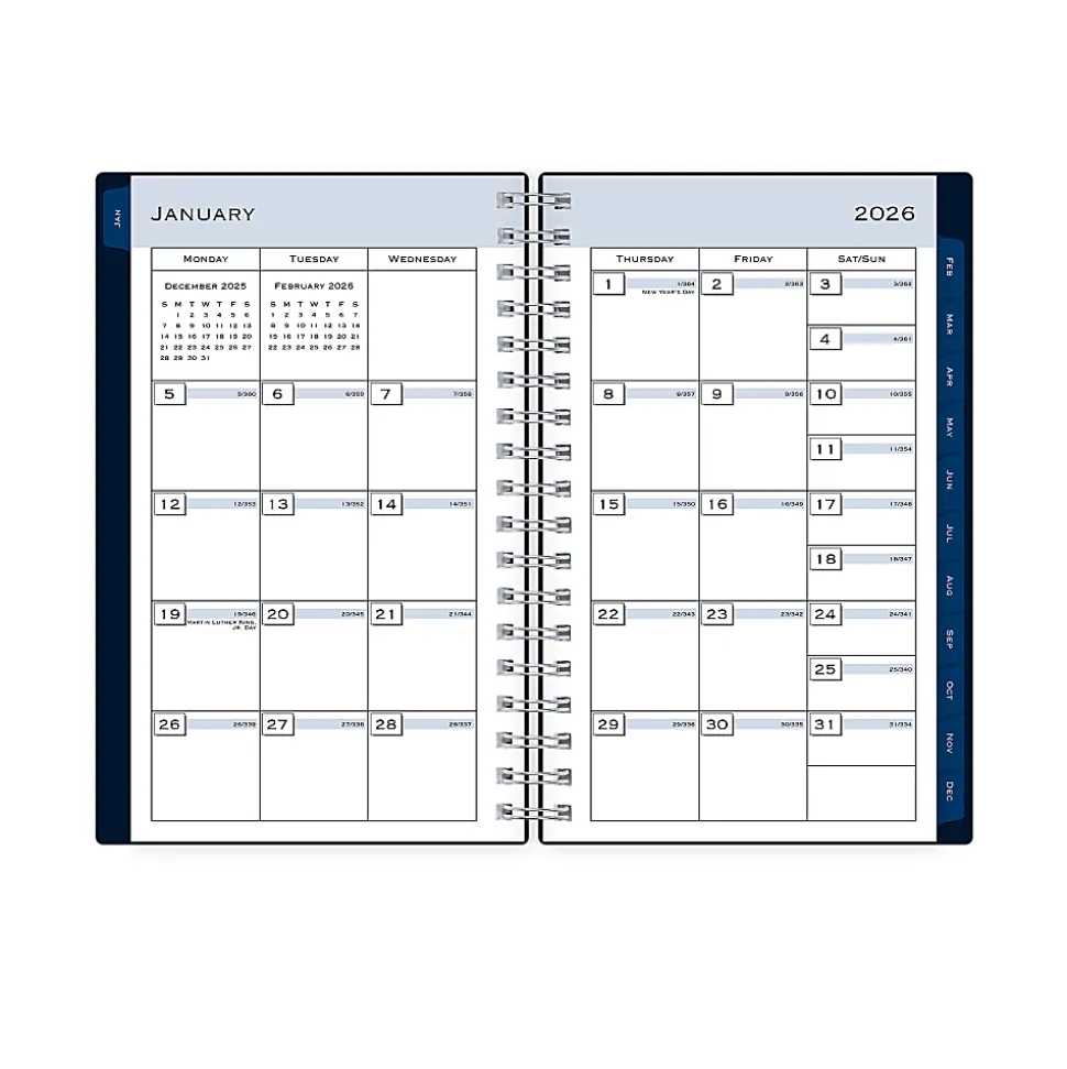2026 Blue Sky Weekly/Monthly Pocket Planner, 3-5/8” x 6", Passages/Solid Navy, January To December, 154178