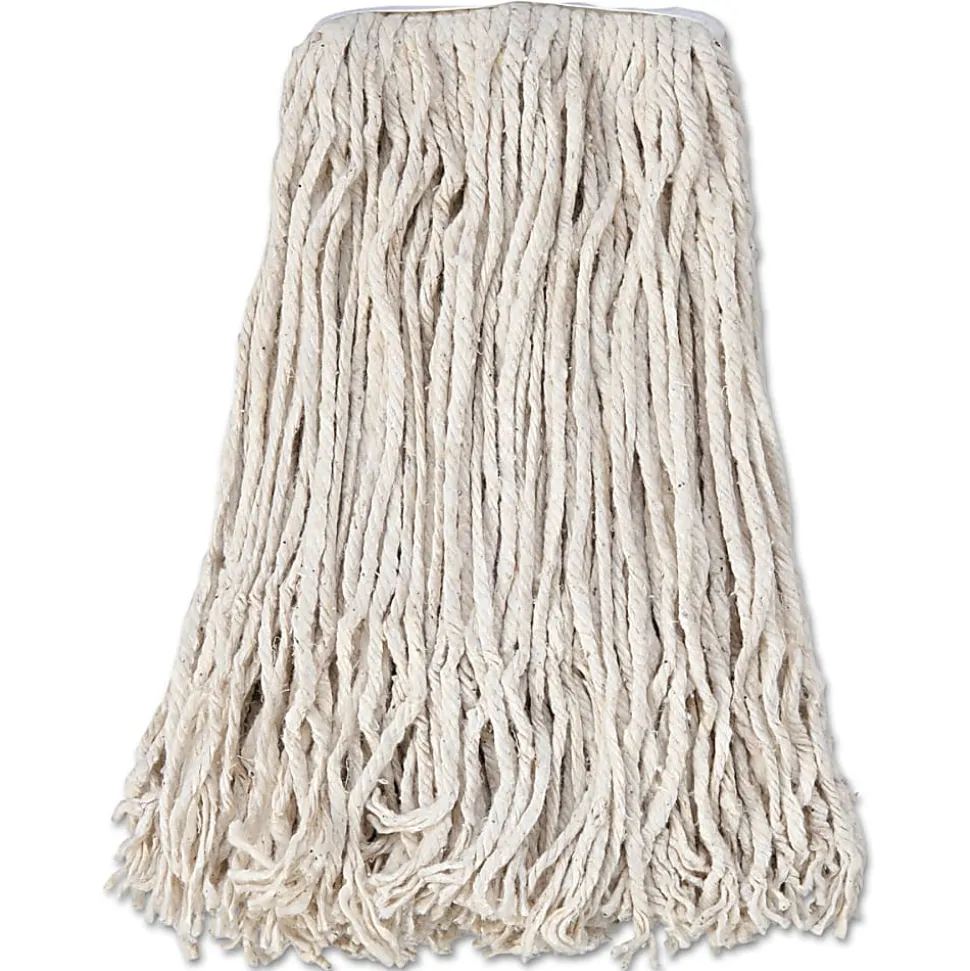 Boardwalk® Banded Cotton Mop Heads, #24, White, Pack Of 12