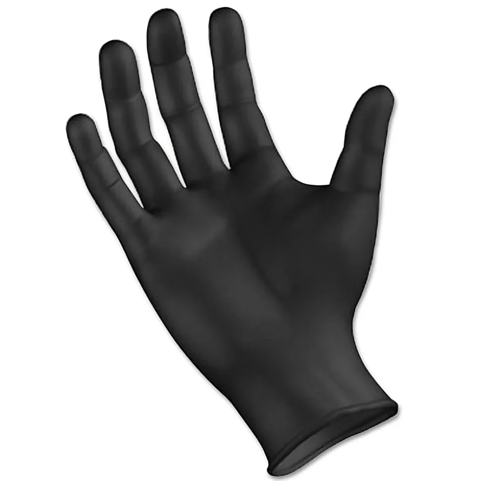 Boardwalk Disposable General-Purpose Powder-Free Nitrile Gloves, Large, Black, 4.4mil, Box Of 100 Gloves