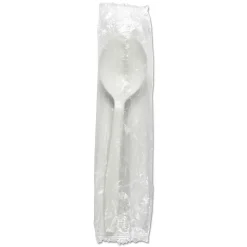 Boardwalk® Heavyweight Wrapped Polypropylene Soup Spoons, White, Pack Of 1000 Spoons