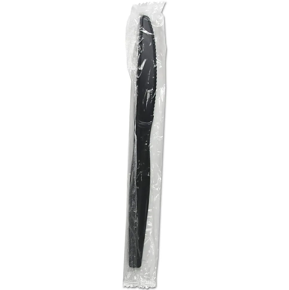 Boardwalk® Heavyweight Wrapped Polystyrene Knives, Black, Pack Of 1000 Knives