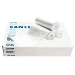 Boardwalk 0.4-mil Waste Can Liners, 24" x 23", 10 Gallons, White, 25 Bags Per Roll, Case Of 20 Rolls