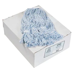 Boardwalk® Rayon/Polyester Floor Finish Mop Heads, White/Blue, Pack Of 12 Mop Heads