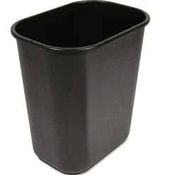 Boardwalk® Soft-Sided Rectangular Prism Plastic Wastebasket, 28 Qt, 15"H x 11"W x 14 3/8"D, Black